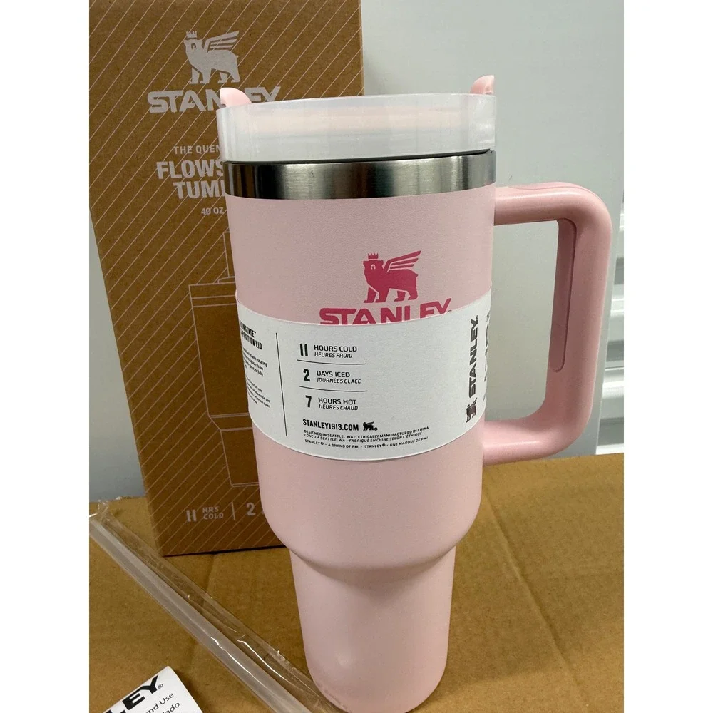 Stanley Quencher H2.0 FlowState Tumbler 40oz Peony Pink Insulated Cup New - Picture 3 of 8